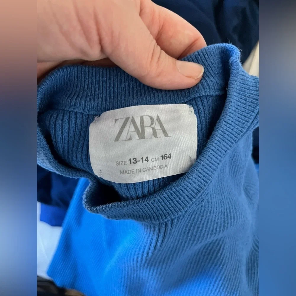 Zara Kids ribbed-knit cropped sweater blue - Picture 6 of 7